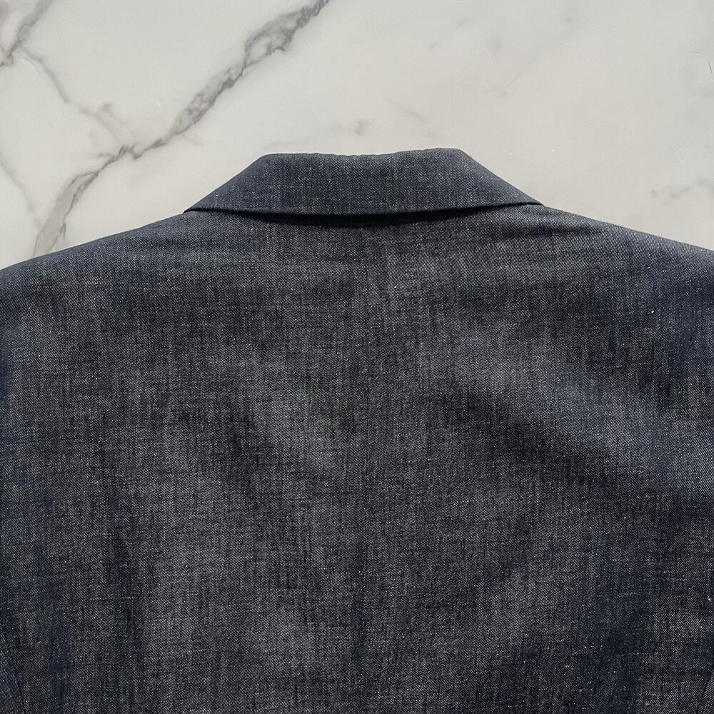 Brooks Brothers Linen Blazer Denim Blue Size 12 quiet luxury classic Chic jacket - Picture 8 of 12